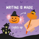 LEGAMI Light-up Ballpoint Pen - Writing is Magic - Pumpkin - Image 2