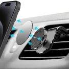 Techsuit - Car Holder AirGrip (S8) - Waterfall-Shaped, Magnetic N52 Secure Grip, for Air Vent, Clamp Grip - Black / Silver - Image 3
