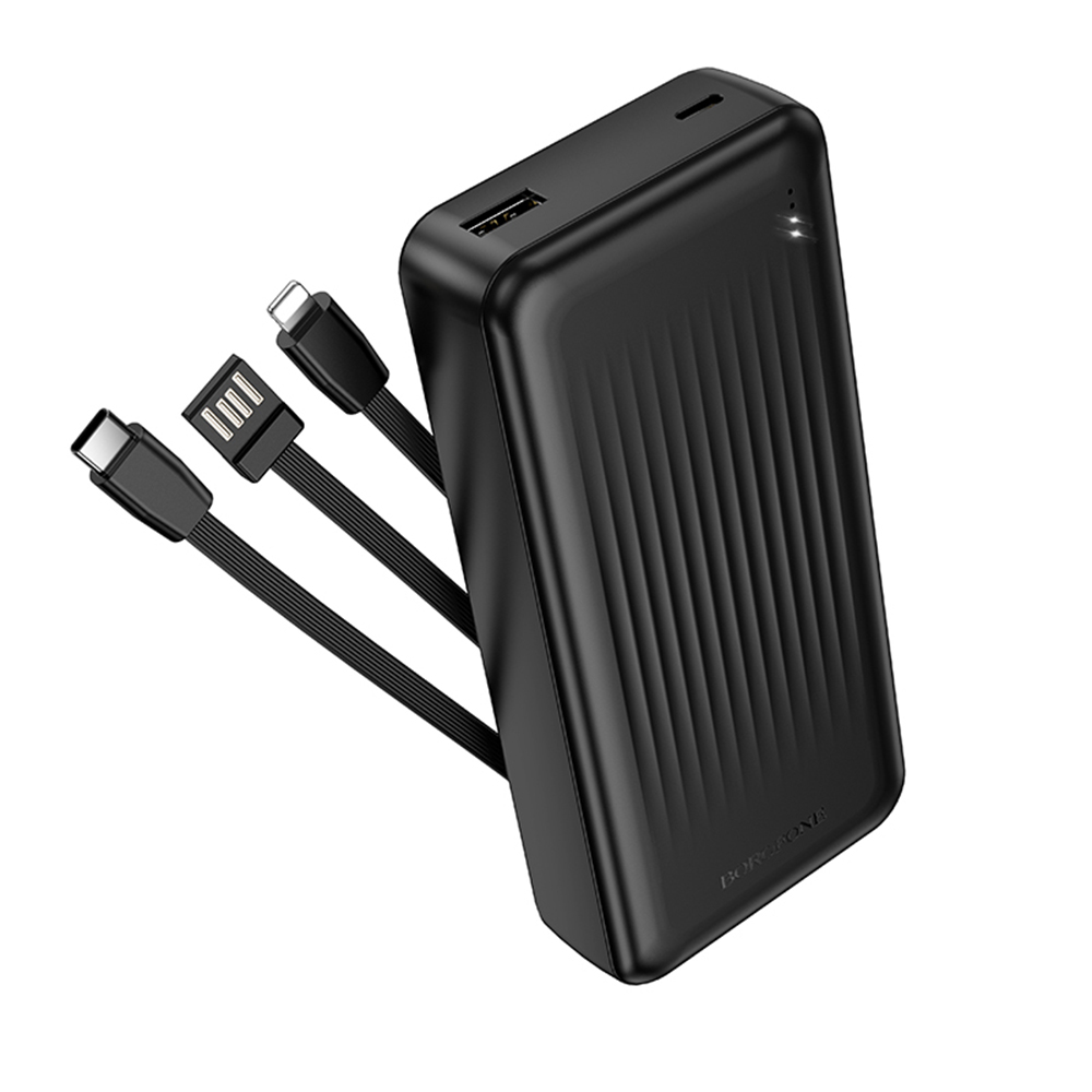 2694721 Borofone - Power Bank (BJ79A) - with USB-C, USB, Lightning Cables, USB, Type-C, LED Indicator, 20000mAh - Black - Image 1