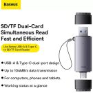 Baseus - Card Reader Lite Series (WKQX060113) - USB, Type-C 3.0 to MicroSD, SD Card - Gray - Image 2